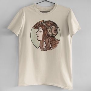 Art Nouveau Stained Glass VTG Print Short Sleeve Graphic Tee T-shirt S M L XL